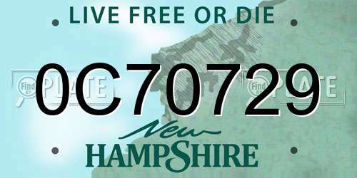 0C70729 New Hampshire License Plate