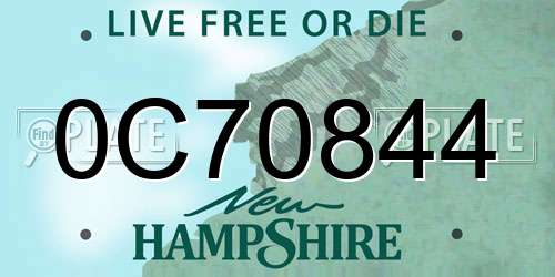 0C70844 New Hampshire License Plate