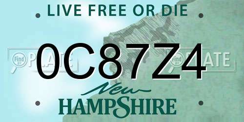 0C87Z4 New Hampshire License Plate