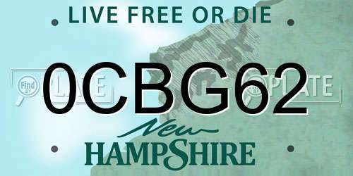 0CBG62 New Hampshire License Plate