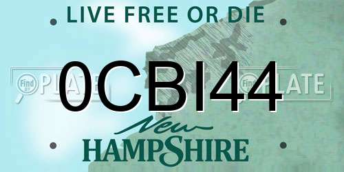 0CBI44 New Hampshire License Plate