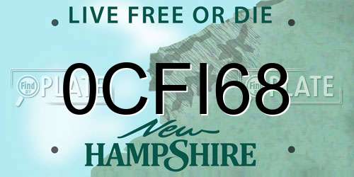 0CFI68 New Hampshire License Plate