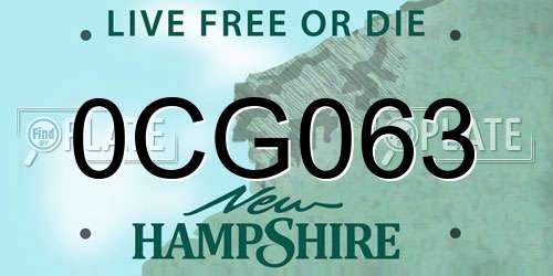 0CG063 New Hampshire License Plate