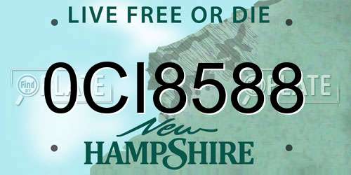 0CI8588 New Hampshire License Plate