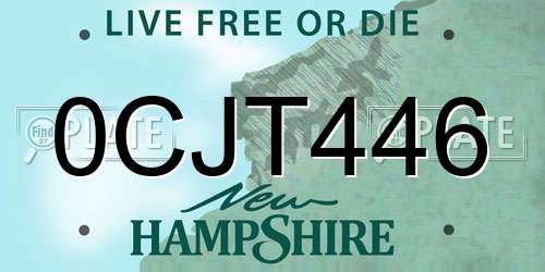 0CJT446 New Hampshire License Plate