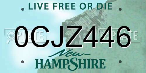0CJZ446 New Hampshire License Plate
