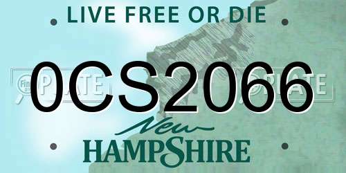 0CS2066 New Hampshire License Plate