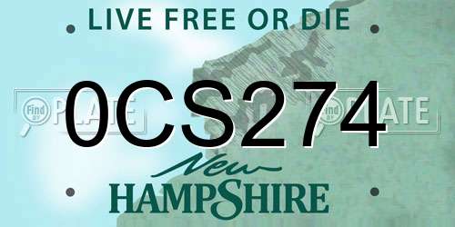 0CS274 New Hampshire License Plate