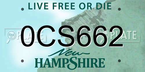 0CS662 New Hampshire License Plate