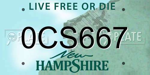 0CS667 New Hampshire License Plate