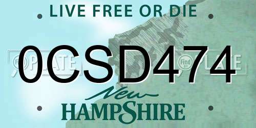 0CSD474 New Hampshire License Plate
