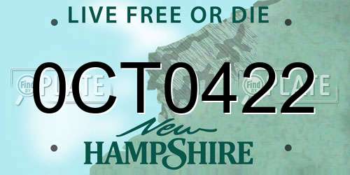0CT0422 New Hampshire License Plate