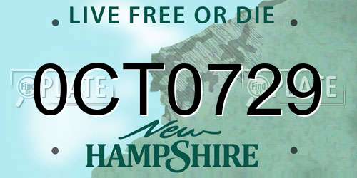 0CT0729 New Hampshire License Plate