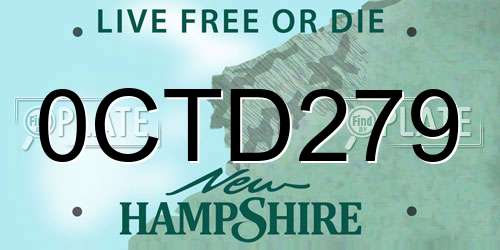 0CTD279 New Hampshire License Plate
