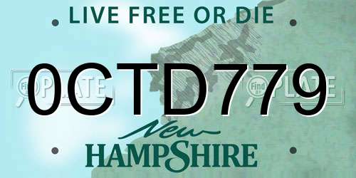 0CTD779 New Hampshire License Plate