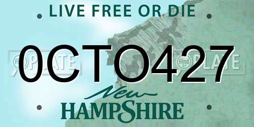 0CTO427 New Hampshire License Plate