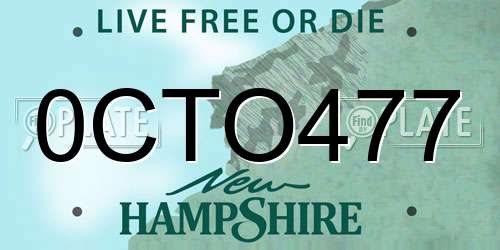 0CTO477 New Hampshire License Plate