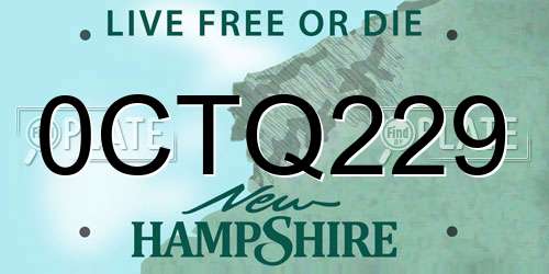 0CTQ229 New Hampshire License Plate