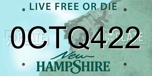0CTQ422 New Hampshire License Plate