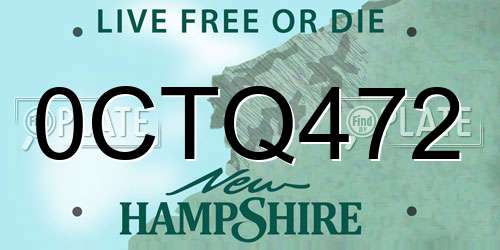 0CTQ472 New Hampshire License Plate