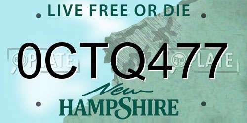 0CTQ477 New Hampshire License Plate