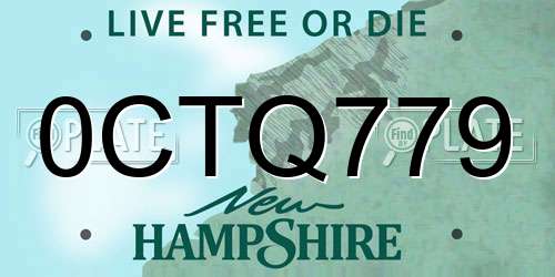 0CTQ779 New Hampshire License Plate