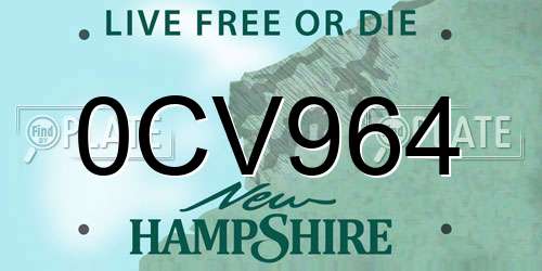 0CV964 New Hampshire License Plate