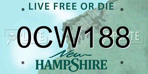 0CW188 New Hampshire License Plate