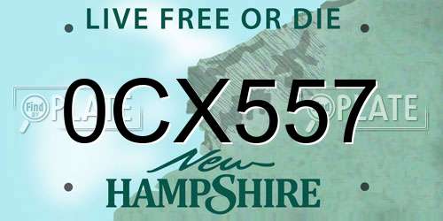 0CX557 New Hampshire License Plate