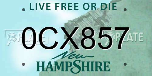 0CX857 New Hampshire License Plate