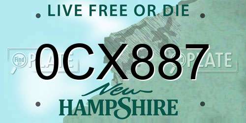 0CX887 New Hampshire License Plate