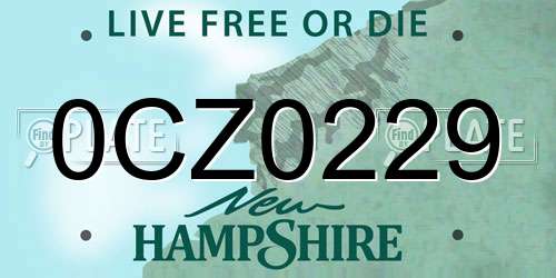 0CZ0229 New Hampshire License Plate
