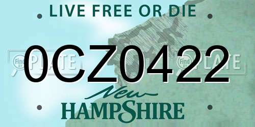 0CZ0422 New Hampshire License Plate