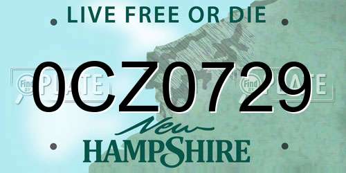 0CZ0729 New Hampshire License Plate