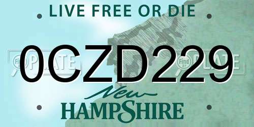 0CZD229 New Hampshire License Plate
