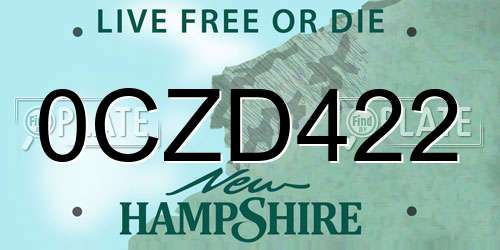 0CZD422 New Hampshire License Plate
