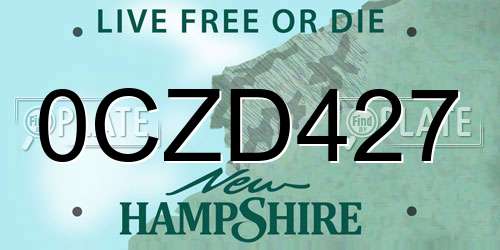 0CZD427 New Hampshire License Plate