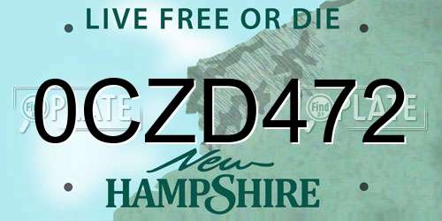 0CZD472 New Hampshire License Plate