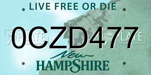 0CZD477 New Hampshire License Plate