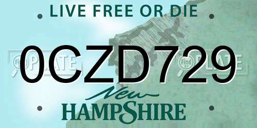 0CZD729 New Hampshire License Plate