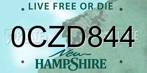 0CZD844 New Hampshire License Plate