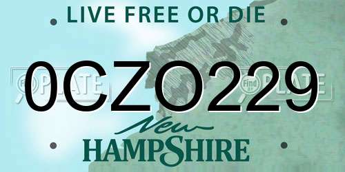 0CZO229 New Hampshire License Plate