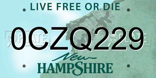 0CZQ229 New Hampshire License Plate
