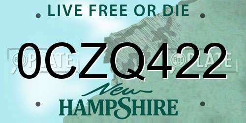 0CZQ422 New Hampshire License Plate