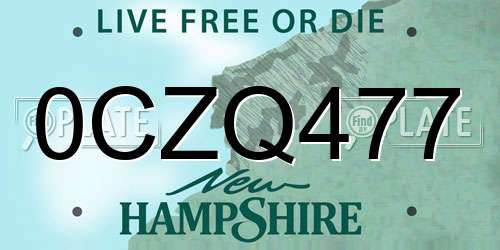 0CZQ477 New Hampshire License Plate