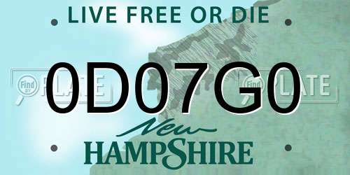 0D07G0 New Hampshire License Plate