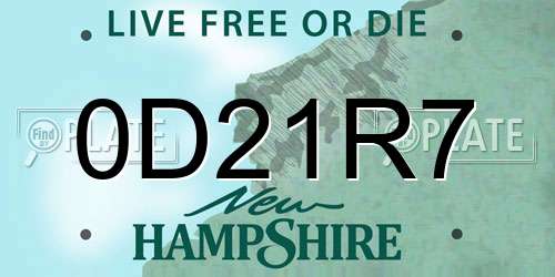 0D21R7 New Hampshire License Plate