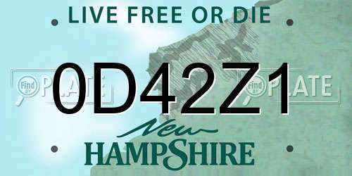 0D42Z1 New Hampshire License Plate