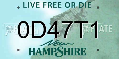 0D47T1 New Hampshire License Plate