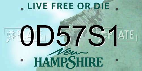 0D57S1 New Hampshire License Plate